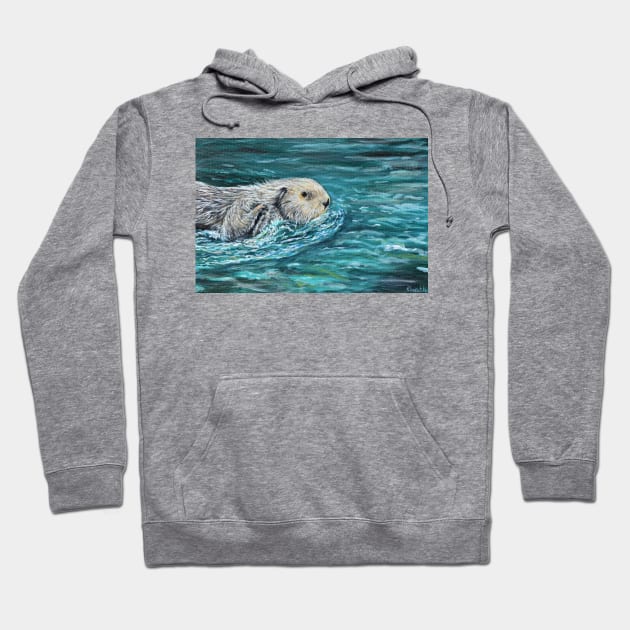 Ooh Goody Lunch Time Sea Otter Painting Hoodie by ArtbyKirstenSneath